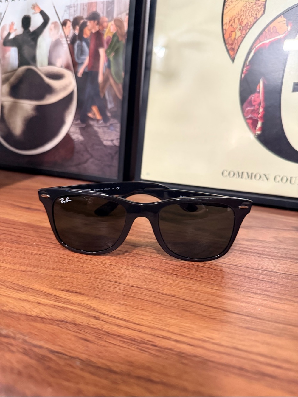 Ray-Ban Black Wayfarer-Style Sunglasses with Dark Lenses